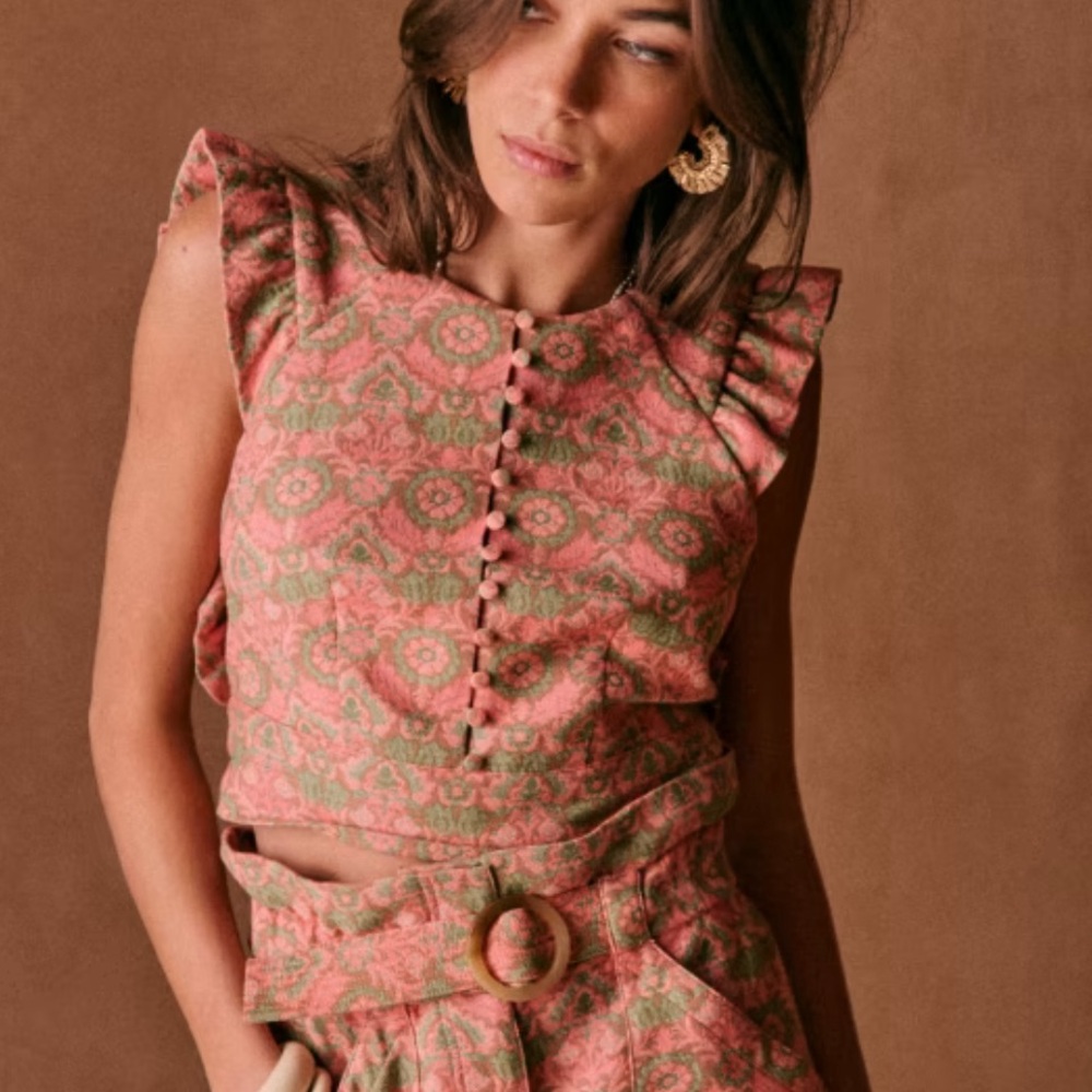 Sezane Danie Blouse in Spring Jacquard